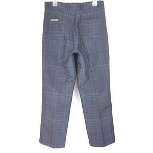 Dunlop Golf Pants Men Blue Check Flat Front